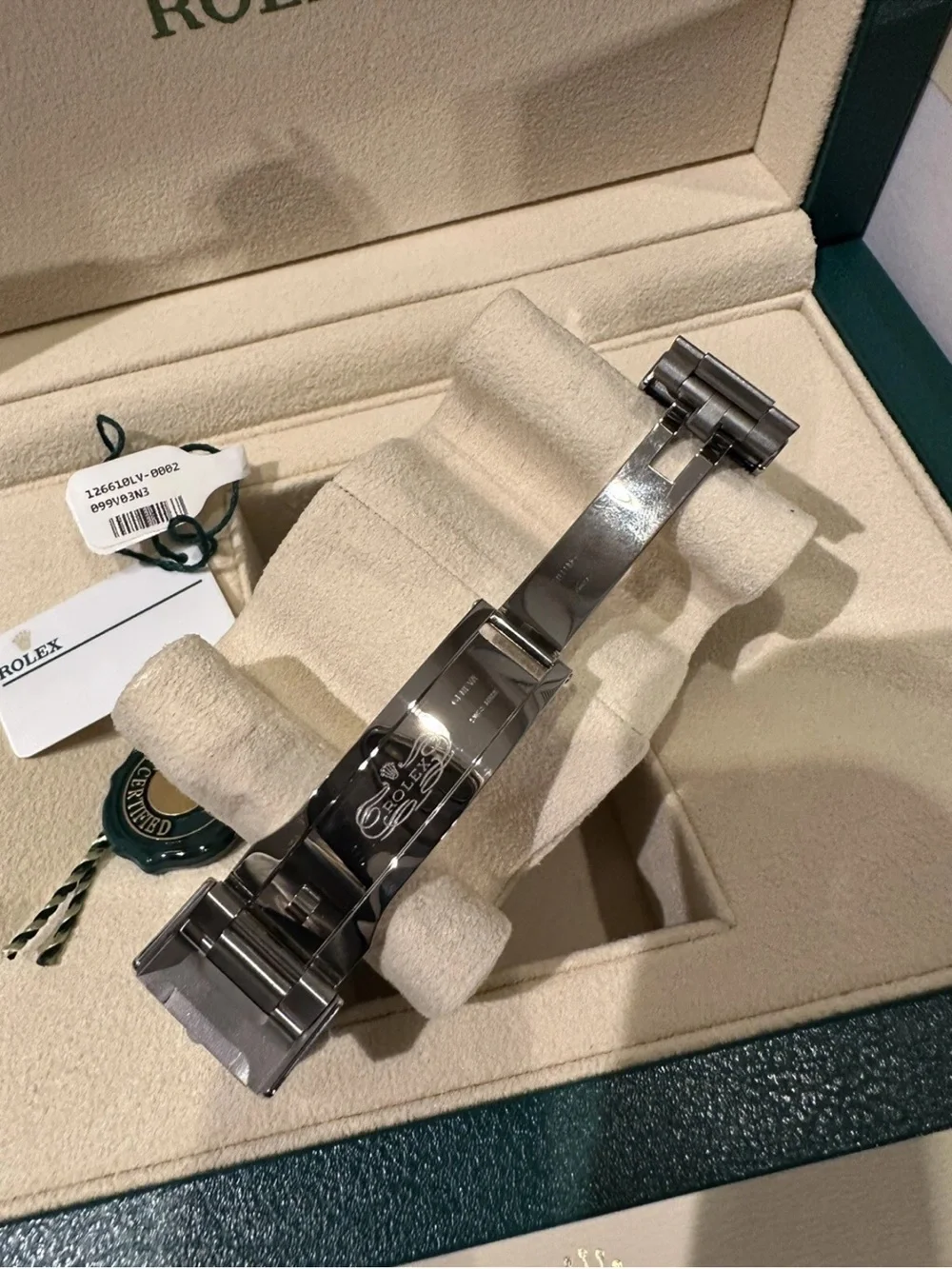 Rolex Submariner Stainless Steel Watch with Green Bezel and Black Dial